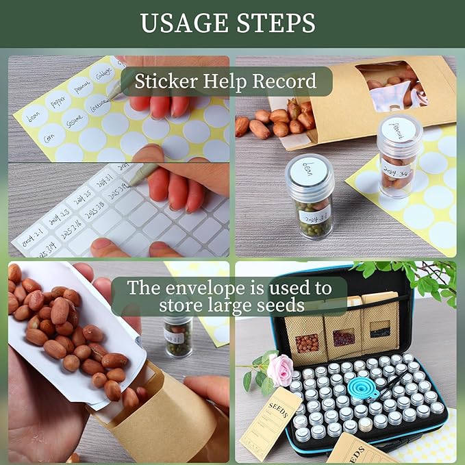240 Slots Seed Storage Organizer with 30 Envelopes Portable Sturdy Seeds Container Box Airtight Garden Seed Saver Saving Kit (large-240 Slots)