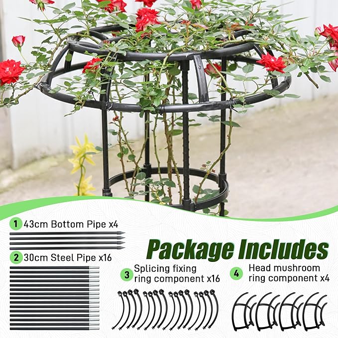 Garden Trellis for Climbing Plants Outdoor, 65 Inch Mushroom Top Trellis for Climbing Plants, Plant Trellis Support for Potted Plants Climbing Vine Rose Clematis Vegetable Trellis, 1 Pack