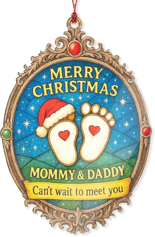 Pregnancy Announcement Ornament – pregnancy ornament – new parent gifts – baby decor – christmas ornament – Suncatcher effect window hanging – Car Hanging