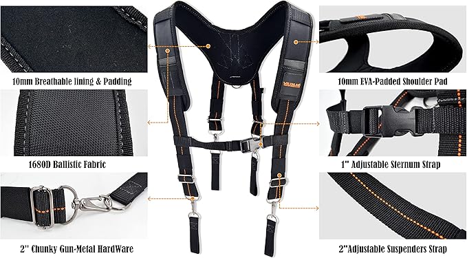 WELKINLAND 2.5" Tool belt suspenders, Tool belt suspenders for men, Tool suspenders for men, Tools suspenders