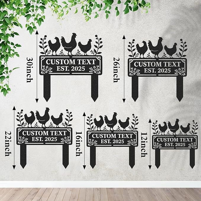 Personalized Metal Chicken Coop Sign, Custom Name Chicken Coop Signs for Outside, Decorative Garden Stakes, Metal Yard Art, Backyard Farmhouse Decor, Chicken Gifts for Women Man Color02