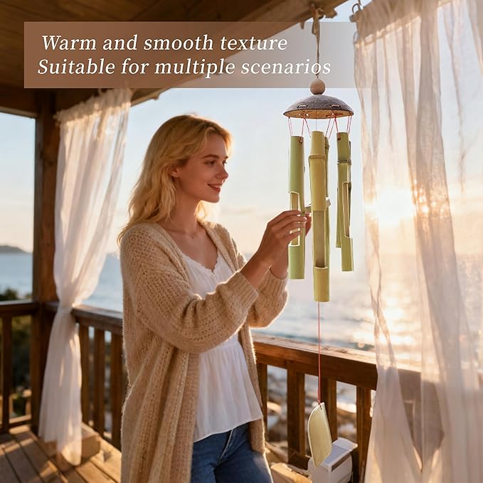 Handmade Bamboo Wind Chimes 26 in Classic Garden Windchime Outdoors for Garden, Patio, Home Or Outdoor Decor