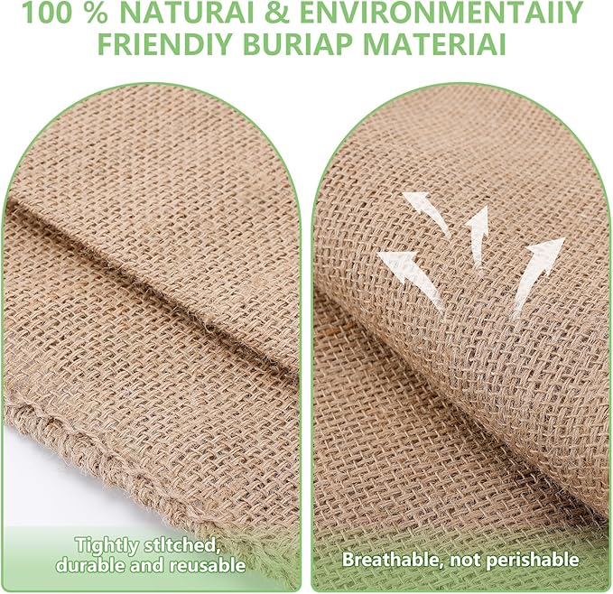 ANPHSIN 4Pcs Breathable Natural Burlap Bags - 19.5"x35" Reusable Thicken Jute Potato Onion Food Storage Sacks with Rope