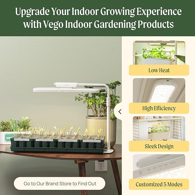 Vego garden Seedling Suite Products, 4 Pack Jumbo Seedling Trays and 4 Pack Standard Seedling Trays with Seedling Tray Lids and 10" x 20" Bottom Watering Trays