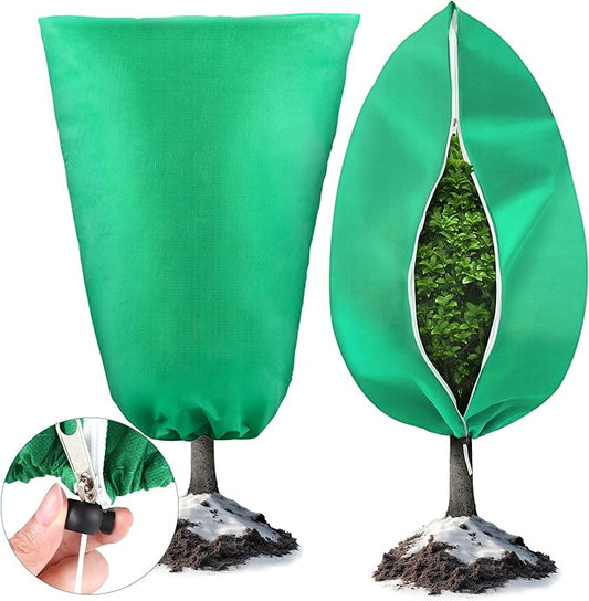 Plant Covers Freeze Protection, 2 Pack 47''×71'' Green Frost Cloths Blankets with Zipper Drawstring Shrub Tree Covers for Winter Outdoor Plants Freeze Protection