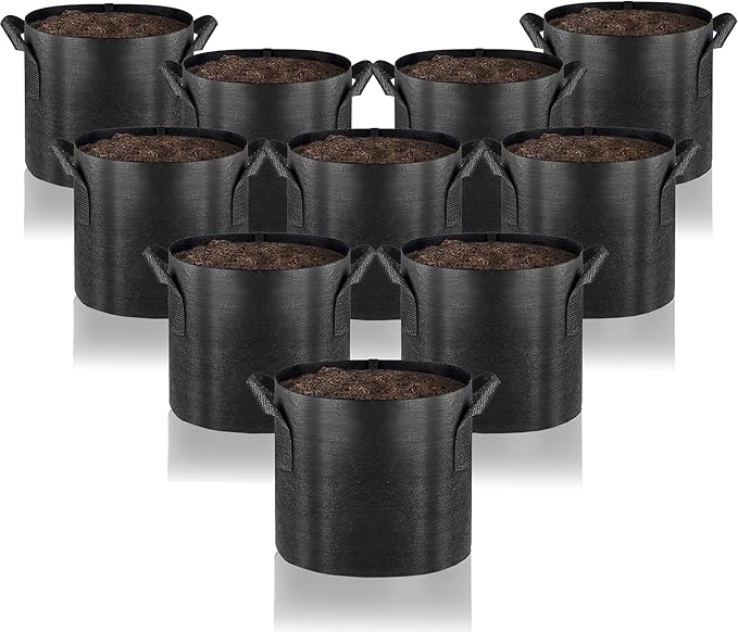 Gardenera 1-Gallon Aeration Grow Bags - Set of 10 Durable Fabric Pots with Handles for Growing Healthy and Vibrant Plants