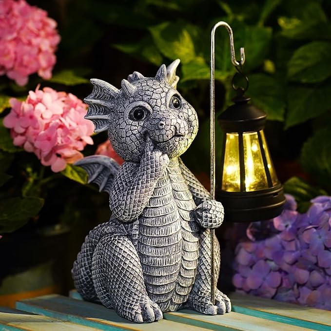 Qeeman Garden Decor Statues: Mothers Day Birthday Gifts for Mom Grandma Women Sister Wife Lady Lover - Front Patio Balcony Yard Art Lawn Ornaments Porch Outdoor Outside Decorations (Dragon)