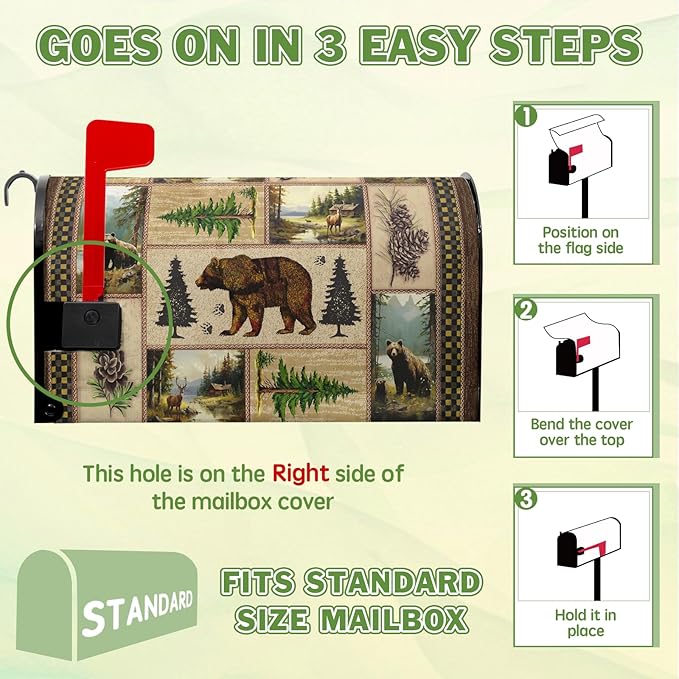 Forest Mailbox Covers Spring Summer Mailbox Covers Magnetic Bear Post Letter Box Cover Wrap Standard Size 21x18 inch Green Tree Decorations for Outside Farmhouse Garden Decor Cute Animals