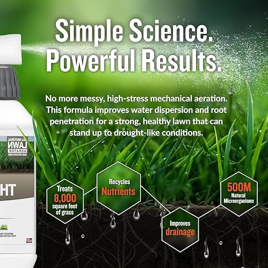 Turf Titan Thatch Buster Lawn Aerator & Grass Dethatcher (1 Gallon) – All-Natural Liquid Soil Loosener & Conditioner for Green Grass – Healthy Soil in 45 Days – Covers Up to 32,000 Sq Ft