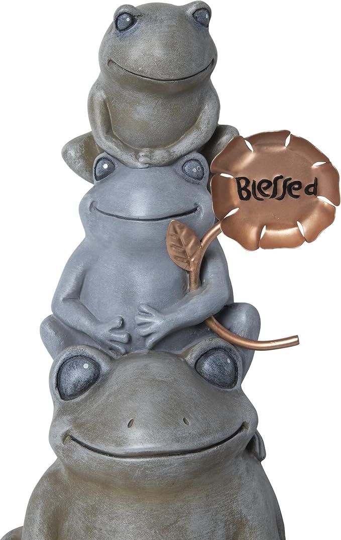 Alpine Corporation ZEN910 Stacked Frogs Outdoor Statue Weatherproof Garden Sculpture, 18" Tall, Gray