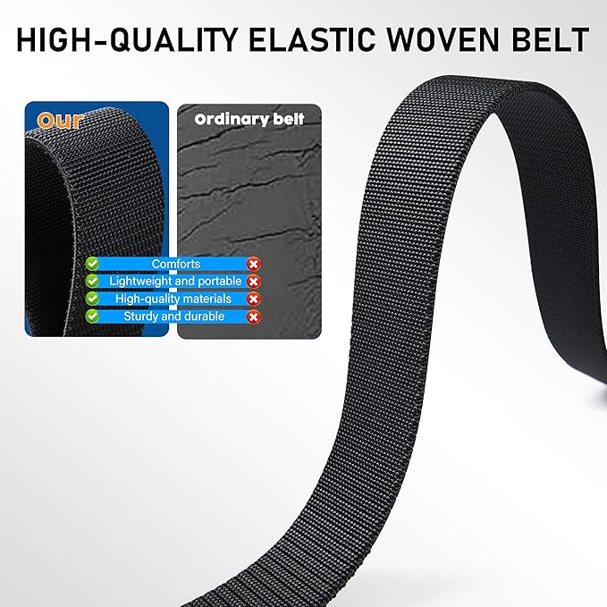 Men's Elastic Tactical Belt, Golf Work Ratchet Belt, Outdoor Nylon Casual Cuttable Belt
