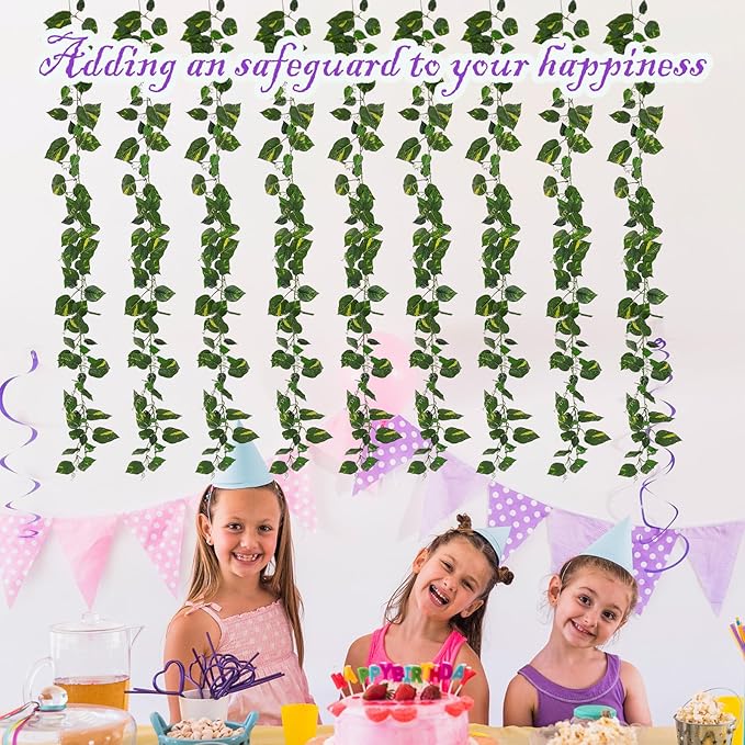 2Pack 14Ft Flame Retardant Artificial Ivy Scindapsus Leaves Bendable Fake Green Plants Vines Ivy Garland Wreath Silk Hanging Rattan Bedroom Wedding Party Garden Wall Table Front Door Ceiling Decor