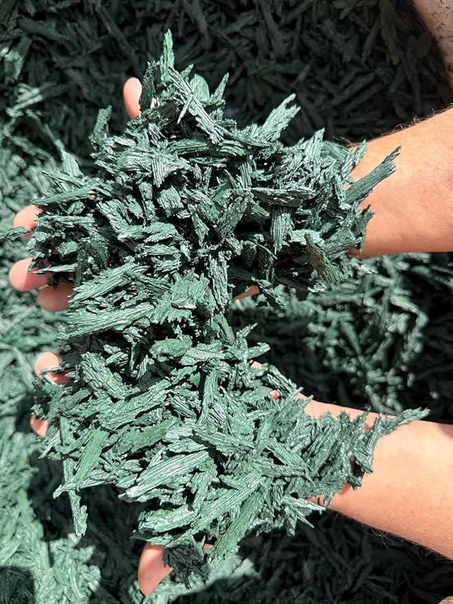 100% Wire-Free Shredded Rubber Mulch – Green – 10 lb (0.6 cu ft) – Long-Lasting, Low Maintenance, Safe for Kids & Pets – Ideal for Landscaping & Playgrounds