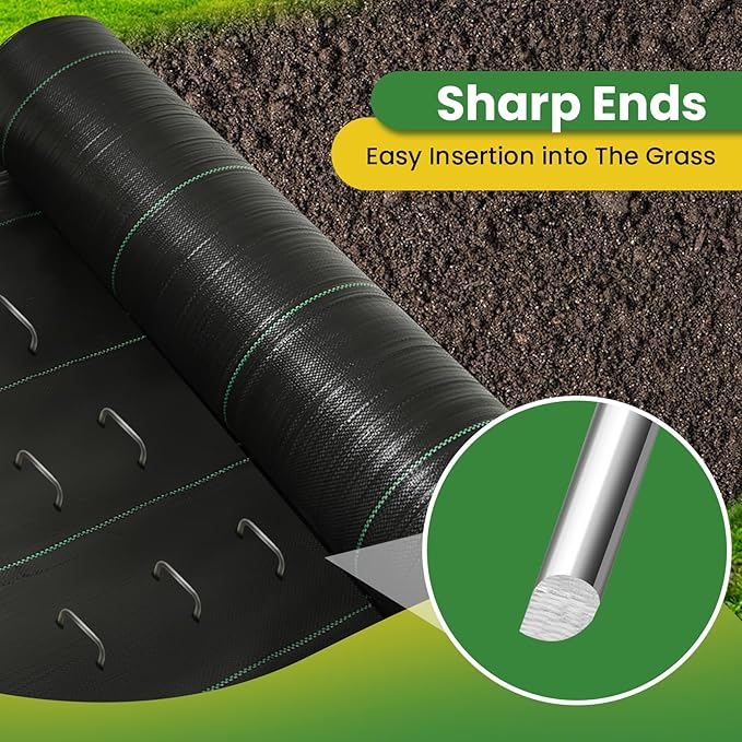 Landscape Staples 10 Inch 60 Pack, Garden Stakes Galvanized Garden Staples 11 Gauge, Plant Cover Stakes for Lawn Weed Barrier