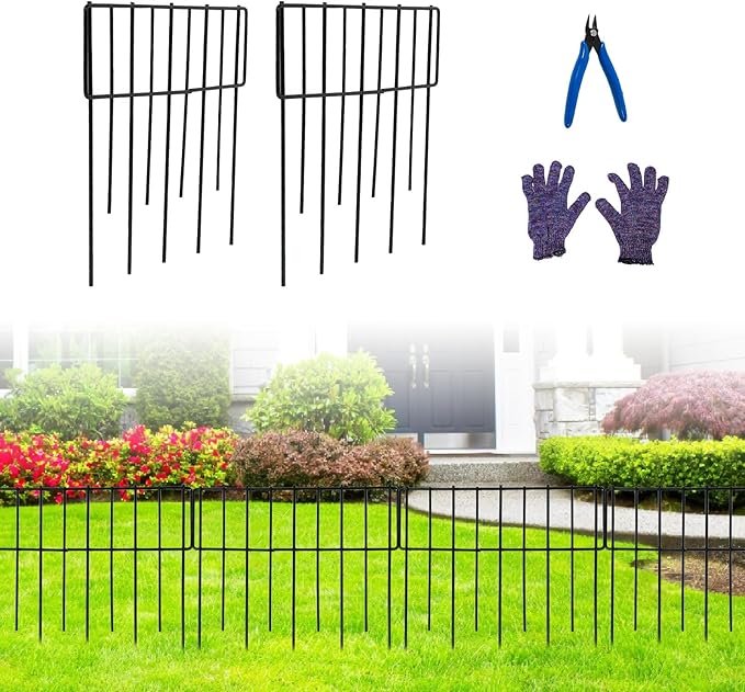 Confote Animal Barrier Fence, 19 Pack 20.6ft(L) x 12.6in(H) Decorative Garden Fence Rustproof Metal No Dig Fencing Border for Landscape Patio Yard Outdoor