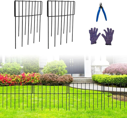 Confote Animal Barrier Fence, 19 Pack 20.6ft(L) x 12.6in(H) Decorative Garden Fence Rustproof Metal No Dig Fencing Border for Landscape Patio Yard Outdoor