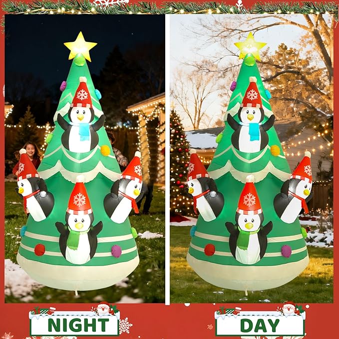 10FT Christmas Tree Inflatable Decoration with Built-in LED Lights, Christmas Outdoor Inflatable Decoration for Lawn, Yard, Garden, Patio