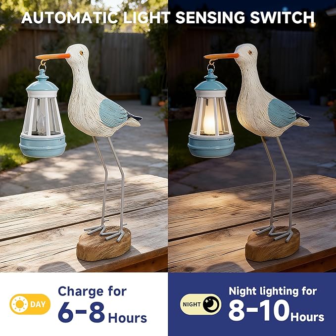 Solar Seagull Statue for Garden and Home Decor,Funny Garden Decor Beach,Pool,Patio,Lawn,Yard,Porch,Perfect Garden Gift
