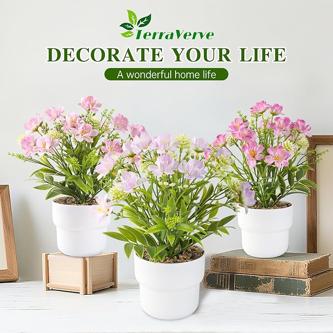 2-Piece Lifelike Potted Artificial Plants | Indoor Artificial Plants for Home Decor, Office Decor, Bedroom, Bathroom & Rustic Style Decoration