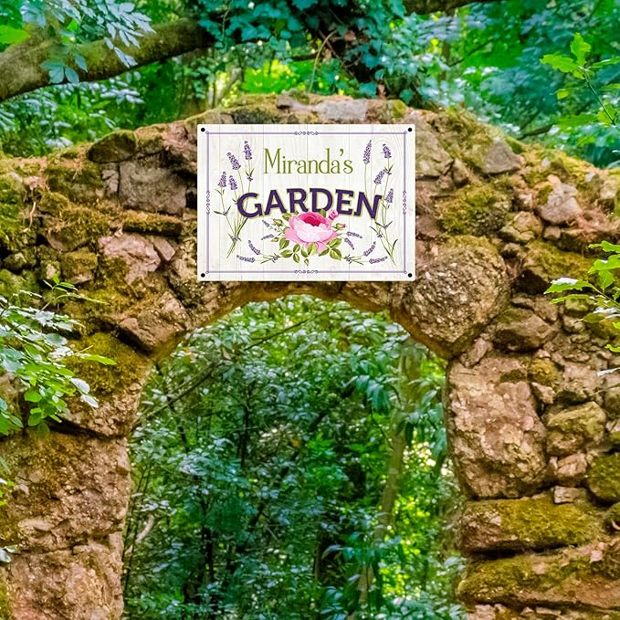 Custom Garden Sign, Christmas Present, Personalized Name/Text for Backyard Décor Sign, 10x14 Inches, Rust Free .040 Aluminum, Fade Resistant, Made in USA by Sigo Signs