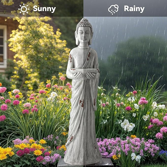 Extra Large Buddha Statue Outdoor, 42 Inch Zen Garden Meditating Buddhas Sculpture, Durable Weatherproof MGO Stone Buddhist Statues Indoor Art Decor for Calm Mind,Patio,Yard,Porch