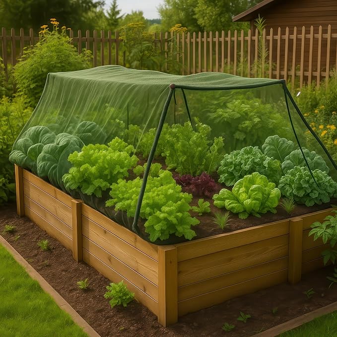 Green DIY Mosquito Net Fabric | 10x10 FT Netting | Insect Cover for Garden, Patio, Outdoor & Windows | Multiple Sizes in Black, White & Green | Raised Bed Screen Mesh Barrier