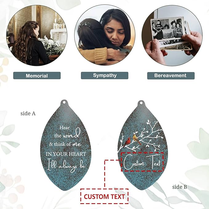 ASTARIN Personalized Sympathy Wind Chimes Deep Tone, 35inch Cardinal Wind Chimes, in Loving Memory of Dad/Mom, Memorial Gifts for Funeral Condolences(Produced in USA)