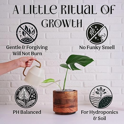 Organic Liquid Indoor Plant Food, Houseplant, Tropical & All-Purpose Indoor Plant Fertilizer, Organic Liquid Fertilizer 5-5-5 with Sea Kelp, 12oz Treats 75 Gallons
