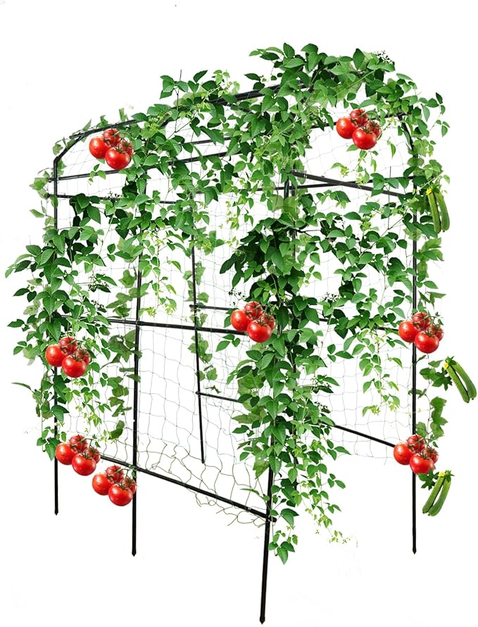 Tall Garden Arch Trellis for Climbing Plants Outdoor, 7.5 ft Tall Polyethylene-Coated Stainless Steel Garden Arch for Climbing Vine Vegetable/Fruit/Flower, Cucumber Trellis for Raised Bed, Black