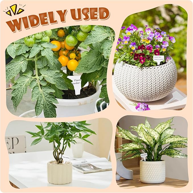 200Pcs Plant Labels Waterproof Plastic Garden Labels T-Type Flower Name Tags Seedling Marker Nursery Plant Tags with Permanent Marking Pen for Flowers Agriculture Horticulture (White)