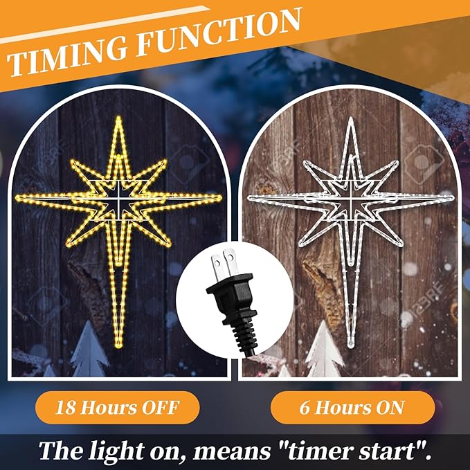 Outdoor Christmas Star of Bethlehem Large LED Star Window Plug Operated Lighted for Xmas Wall Window Indoor Outside Home Street Store Holiday Decorations(35'',Warm Light)