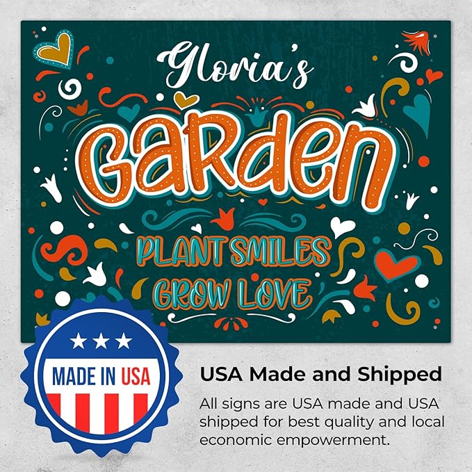 Custom Garden Signs, Personalized Sign For Garden, For Christmas, Mom, Her Or Girlfriend Sign, 18x24 Inches, Rust Free .063 Aluminum, Fade Resistant, Made in USA by Sigo Signs