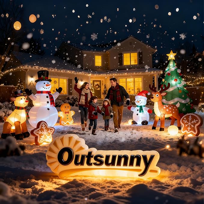 Outsunny 7FT Hanging Christmas Inflatable Santa with Dog, Christmas Blow Up Decoration with Built-in LED Lights for Garden, Indoor Outdoor Home Decor