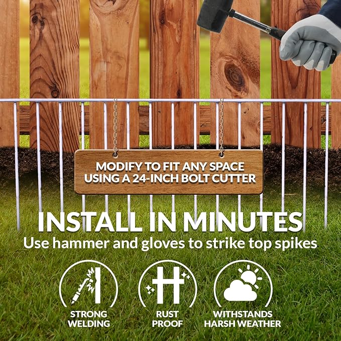 Dig Defence Original Animal Barrier Fence - Small/Medium Decorative Garden Fence, Outdoor No Dig Fence for Dogs and Rabbits, Yard and Patio - 32”(L) x 8”(H), 6 Pack