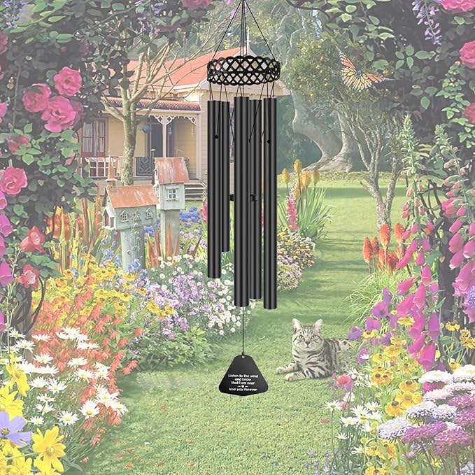 Memorial Wind Chimes Personalized Outdoor Sympathy Wind Chimes Gift Keepsake for Deceased Loved Aluminum Tubes Wind Bell for Garden/Patio Deco 30 Inch