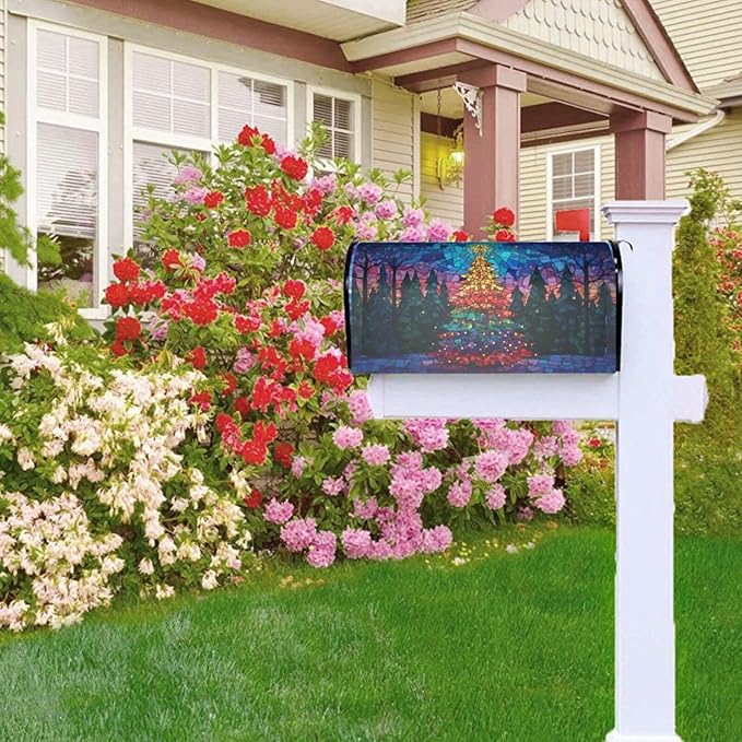 Christmas Trees Mailbox Covers Magnetic Letterbox Covers 21x18 Inch for Garden Outdoor Decoration
