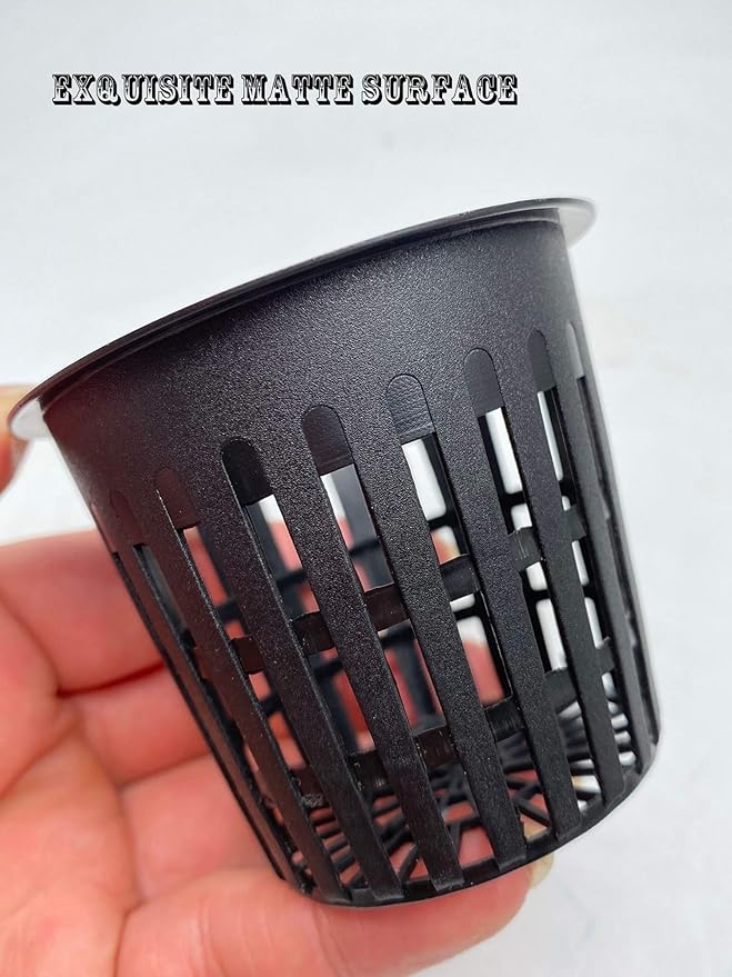 4 Inch Plastic Net Cups, Pots Plant Containers, for Hydroponics Aquaponics Orchids, 10 Pcs Black, with 20pcs Garden Tags.