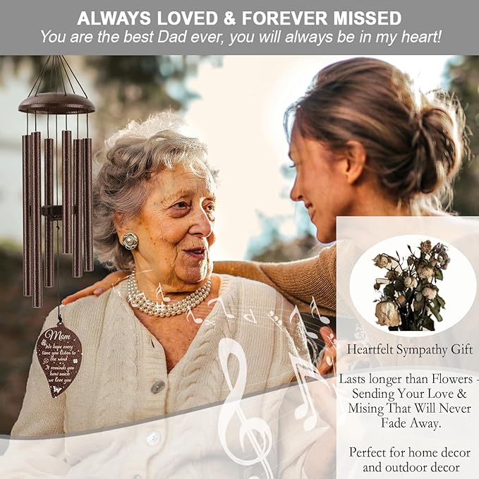 for Mom 32", Mom Wind Chimes, Mother Birthday Gift from Daughter Son, Love Reminder Gifts for Birthday