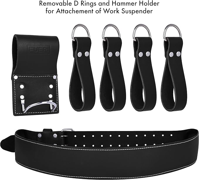 FUERI Leather Tool Belt Bags Pouches Heavy Duty for Men Construction Carpenter Electrician Framer Women Iron Worker