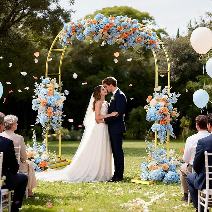 6.6FT Metal Garden Arch Trellis Arbor, Wedding Arch Stand with Steel Frame, Metal Pergola Arbor with Base, Assemble Freely 3 Sizes, for Decor Garden Trellis Climbing Plant, Bridal Party Ceremony