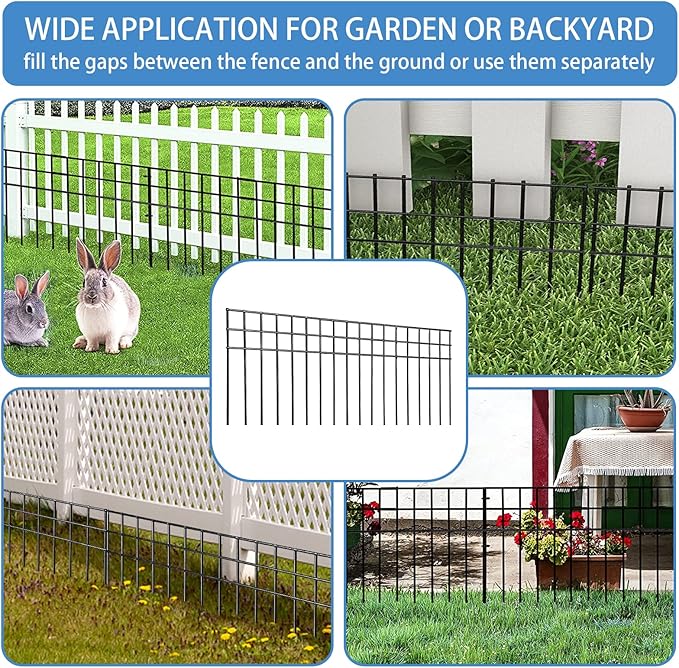 32x10-inch No Dig Animal Barrier Fence, 10 Pack Black Dig Protective Fence with 1.5 inch Spike spacing, Dog/Rabbit/Groundhog Underground Defence, for Outdoor Garden Patio