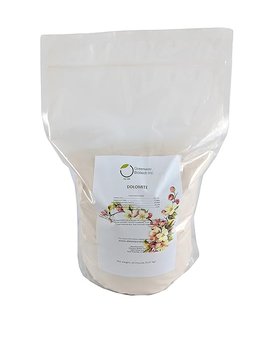 Greenway Biotech, Inc. Dolomite Lime Plus- Includes 11.8% Magnesium and 22.7% Calcium Helps to Adjust The pH Level- Great to Make Your Own Compost and Worm Bins- (20 Pounds)