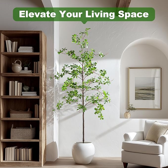 7FT Artificial Black Olive Tree Artificial Olive Plants, Tall Faux Olive Tree Faux Silk Plant Fake Plant Ultra-Realistic Silk Leaves & Natural Trunk Indoor Outdoor Use
