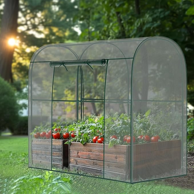 Crop Cages for Garden Plant, 6.6x3.3x6 Ft Plant Protection Tent with Zippered Door, Raised Bed Cover, Garden Bed Cover with Frame, Wind-Resistant Plant Cages for Outdoor Plants Vegetable Flower