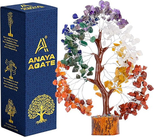 7 Chakra Tree of Life Handmade Gemstone Bonsai Trees, Crystals and Healing Stones Feng Shui Money Tree for Home Office Desk Decor, Positive Energy, Good Luck, Spiritual for Women