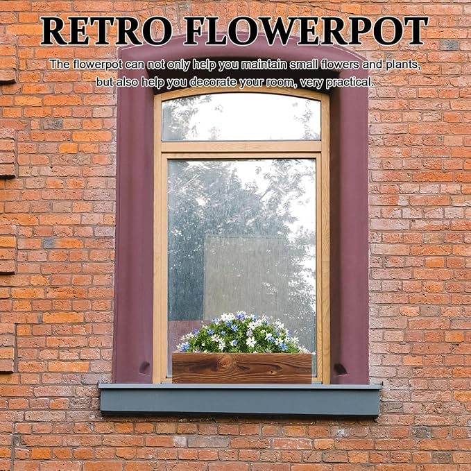 BESPORTBLE Rustic Wooden Rectangle Planter Box: Rectangular Succulents Plant Container for Outdoor & Indoor - Wood Window Box for Farmhouse Wedding Balconies Garden, 11.7 * 3.7 * 2.7inch