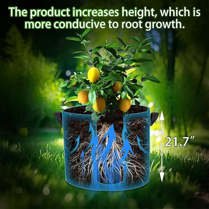 3-Pack 15 Gallon Plant Grow Bags, Thickened Nonwoven Fabric Pots with Handles,Durable Garden Planters Aeration Gardening Container to for Plants, Vegetables, and Flowers