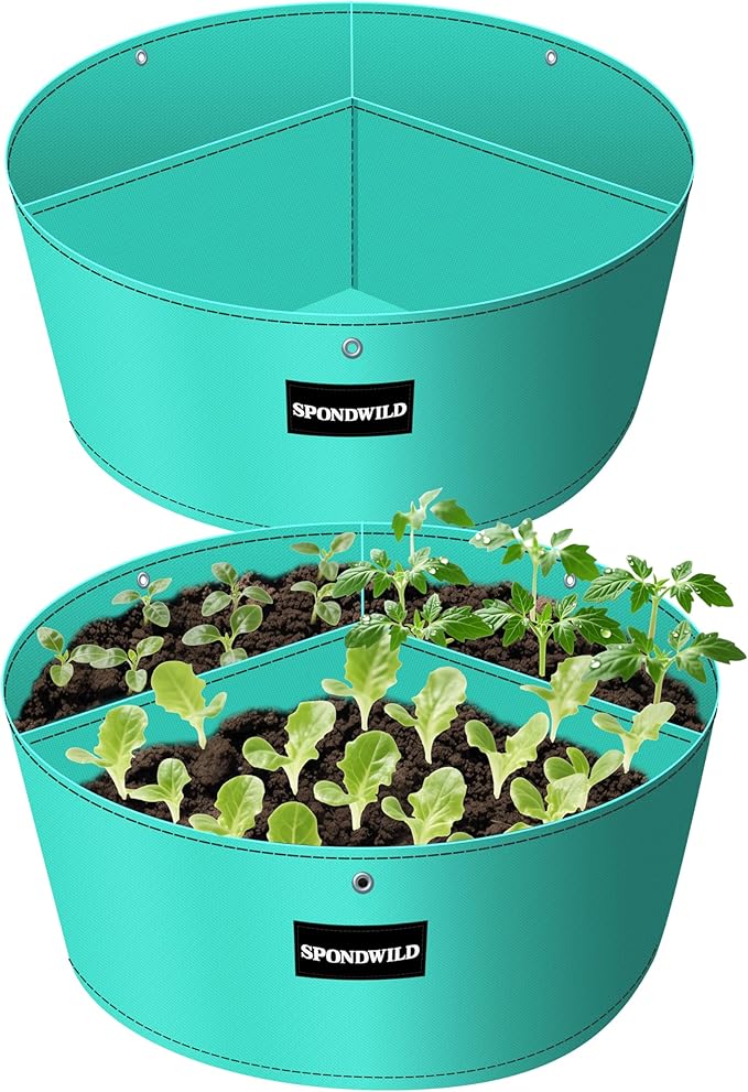 (BFCM Deal 2 Pack 10 Gallon 3 Compartment Grow Bags, Vegetable Growing Bag, Thickened PE Garden Pots with Drainage Holes and Branch-Binding Holes, Reusable Plant Bag for VegetablesFlowers