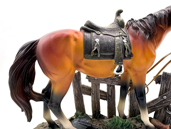 10 INCH Horse Statue Figurine Sculpture Resin Collectible Gifts for Horse Lover Office Home Decor Desk Accessories Decoration Garden Figurines Outdoor Decor (Brown)
