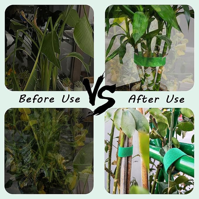 IFNOW Hook and Loop Tape Cable Ties Reusable Fastening Tape Garden Tie Strap Plant Supports Gentle on Plants Plant Ties Garden Tape for Plant (2, Green-0.4in)
